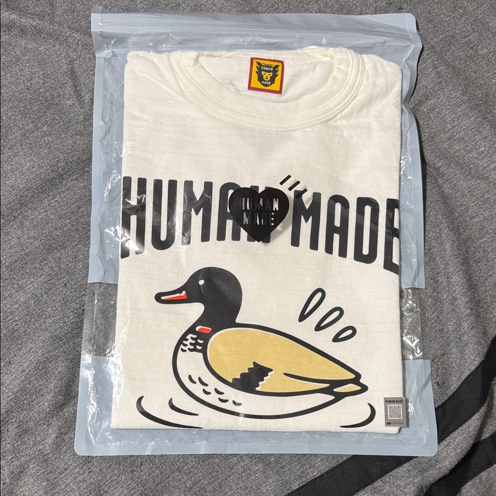 Human Made Cream T-Shirt with Duck Graphic